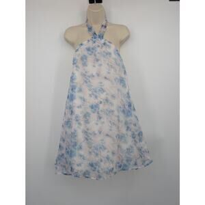 NWT Lulus Gorgeous Grace White Floral Organza Halter Shift Mini Dress Women's M